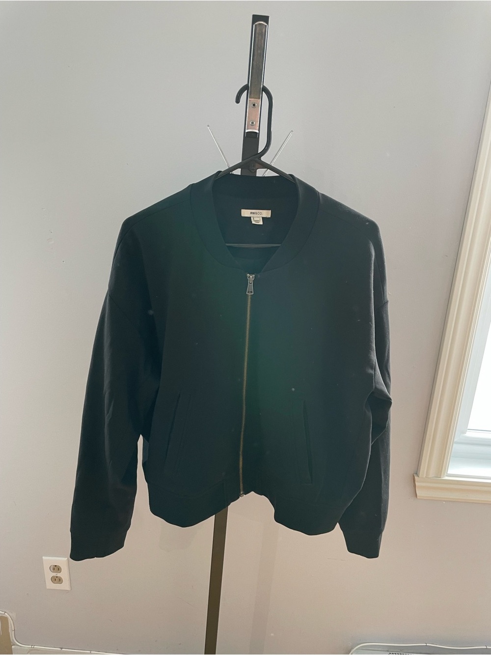 RW&CO. Black Bomber Jacket with Zip Front